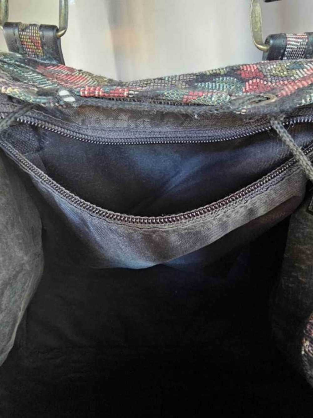 Vintage OSCAR DE LA RENTA Floral Tapestry Shoulder Bag with Leather Trim - Multi - Picture 6 of 7